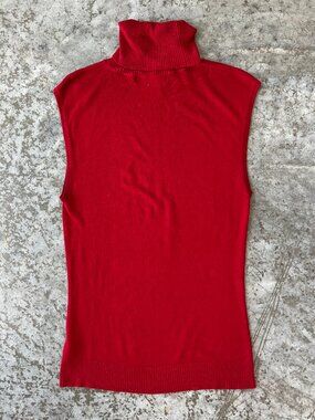 ZARA Red Sleeveless Turtleneck Blouse Knit Sweater Top Women's Size M